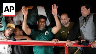 Pakistans Olympic gold medalist Arshad Nadeem arrives in Lahore to a warm welcome [upl. by Aztinaj]