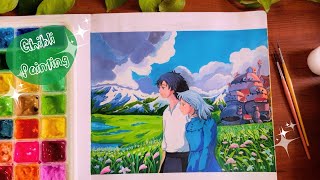 🌱Landscape scenery Painting  Studio Ghibli Scene  Howls Moving Castle painting  cozy Painting [upl. by Lavro]