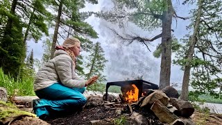 SOLO CANOE CAMPING  WINDY amp RAINY in BWCA Wilderness 2024 [upl. by Kyte]