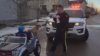 Police Officer Pulls Over 3YearOld Speeding In Toy Convertible [upl. by Wiltsey965]