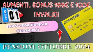 BONUS 655 euro BONUS 155 E € 100€ INVALIDI ECCO IL CEDOLINO OTTOBRE  PENSIONI OTTOBRE 2024 [upl. by Hailat]