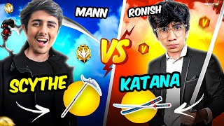 Katana Vs Sycthe🔫  Melle Versus 💪  Tsg Mann Vs Tsg Ronish 🥊  Who Wins   Garena Free Fire [upl. by Adniuqal345]