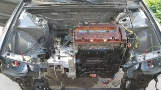 AWD swapped Accord CB7 H22 engine install [upl. by Naget924]