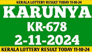 Kerala karunya kr678 lottery result today 21124 lottery [upl. by Irual]