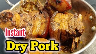 Instant Dry Pork 😋 Fire Smell newvideo food vlogger villagelife porkdryfry recipe cooking [upl. by Cirillo]