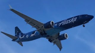 Alaska Airlines 737MAX 9 Orca Livery N932AK Landing at San Diego International Airport [upl. by Ettenim]