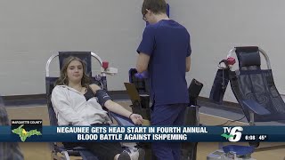 Negaunee gets head start in 4th annual Blood Battle against Ishpeming [upl. by Venterea]