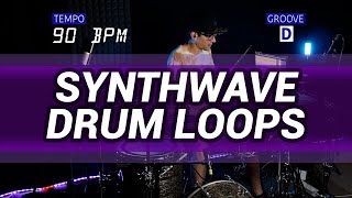 Synthwave drum loops 90 BPM  The Hybrid Drummer [upl. by Annoet]