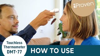 How to use the forehead and ear thermometer DMT77 from iProven [upl. by Roselin]