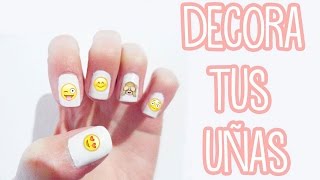 Haz stickersadhesivos para uñas  idea para decorar tus uñas con emojis  Tutoriales Belen [upl. by Nahor]