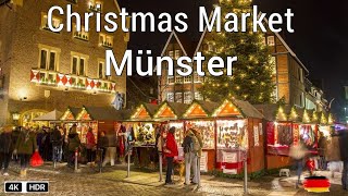 Münster  Christmas market  Walking tour in Münster beautiful city of Germany 4K HDR [upl. by Adranoel]