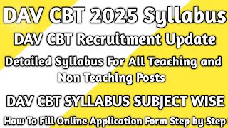 DAV Syllabus For CBT Exam 202526 Teaching Non Teaching Posts [upl. by Mosa116]