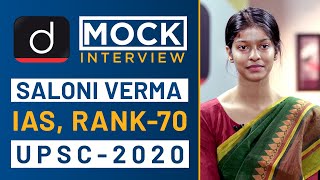 Saloni Verma  70 IAS  UPSC 2020  Mock Interview I Drishti IAS English [upl. by Hillman860]