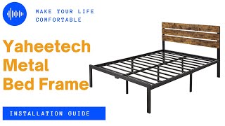 Yaheetech MetalWood Bed Frame Slatted Wooden Headboard Installation Guide bedframe [upl. by Khano338]