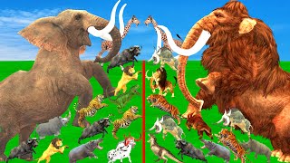 Modern vs Prehistoric Wild Animals Size Comparison Elephant vs Woolly Mammoth Animal Epic Battle [upl. by Ahgiel]