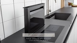 Downdraft Kitchen Cooker Hood in Black 90cm [upl. by Ghiselin]