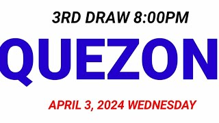 STL  QUEZON April 3 2024 3RD DRAW RESULT [upl. by Secnirp]