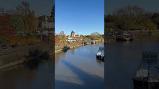 From the pedestrian bridge to Eel Pie Island looking to St Mary’s Church Twickenham [upl. by Enomal]