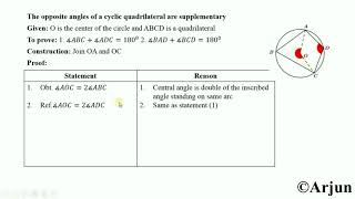 Opposite angles of cyclic quadrilateral are supplementary [upl. by Kcirdorb]