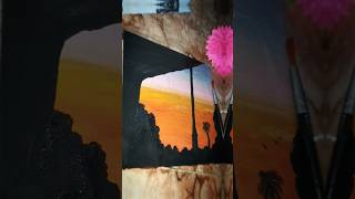 Sunset view🌞🖌 art artforum drawing painting watercolordrawing shortvideo shorts like [upl. by Anyd]