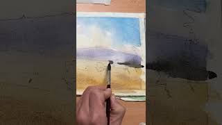 Beginner landscape demo watercolourlandscape watercolorpainting [upl. by Theurer]