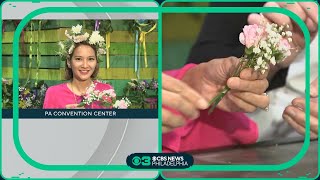 Learning to make flower crowns at Philadelphia Flower Show [upl. by Airamas]