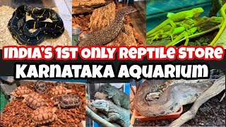 Indias 1st Reptile Store  Karnataka Aquarium  All Amazing reptiles  Tortoises  Snakes Python [upl. by Ylrebmek334]