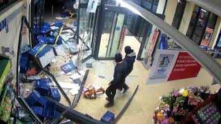 Dramatic CCTV shows ram raid on Aldi in Chatteris [upl. by Jak]