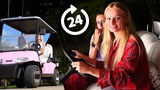 24 hours on PINK GOLF CART challenge overnight [upl. by Aneeroc994]