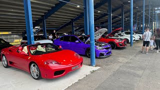 Cars drifting at Sydney Motorsport track massive twin turbo Nissan 350z Nissan r33 GTR V8 swapped [upl. by Meelas]