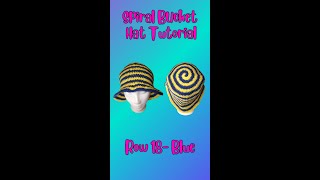 Crochet Spiral Bucket Hat Tutorial Brim Row 18 Blue [upl. by Yanat]