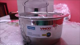 Vinod Cookware Stainless Steel amp Induction friendly UnboxingVinod triply topepatila 35lit review [upl. by Nueovas]