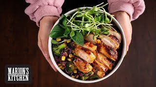 One Pan Glazed Chicken amp Veggie Bowl  Marions Kitchen [upl. by Kiyohara443]