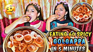 Eating 60 Spicy🔥GolGappa In 5 Minutes Challenge🥵Mikasa Vs Her Little Sister🥺 [upl. by Iznil]