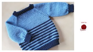 Babypullover gestreift stricken Schritt für Schritt andere Größen siehe Infobox [upl. by Wileen]