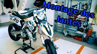 PROJET SUPERMOTARD 125 niv3  Montage des jantes rayonnage [upl. by Ociredef197]