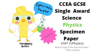 CCEA Single Award Science PHYSICS Unit 3 Foundation Tier Specimen Paper [upl. by Ecinhoj428]