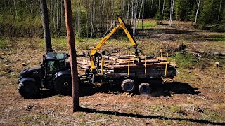 Valtra T234 unlimited logging with Oniar 346Re 4WD amp 8800 crane [upl. by Cirdla]