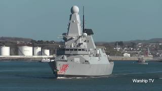 HMS DRAGON D35 ENTERS DEVONPORT NAVAL BASE AT DEVILS POINT  20th February 2018 [upl. by Medor]