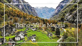 Ticino  Tessin  Valle Maggia  Switzerland  drone 4k  aerialview  Cascade Foroglio amp del Salto [upl. by Enniotna]