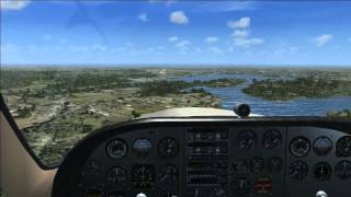 Cessna 310 landing at Westchester Co KHPN Cockpit view FSX [upl. by Ydualc]