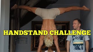 Handstand Challenge Helping a Friend Get Active Home training calisthenics acrobatics funny [upl. by Aeel345]