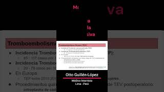 Tromboprofilaxis 1 prevalencia de TEP y TVP trombosis thrombosis prevención medicine pulmones [upl. by Storm]