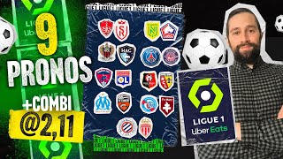 Pronostic foot Ligue 1  Nos 9 pronos du weekend Rennes Lens PSG OM Lyon Monaco  Combi 211 [upl. by Oinesra]