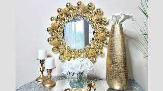 Diy Embellished Golden Wall Mirror Simple Unique and Inexpensive Wall Decorating Idea [upl. by Mani893]