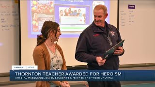 Thornton teacher Krystal Massongill awarded for heroism [upl. by Rutra864]