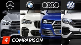 2019 Mercedes GLE Vs BMW X5 Vs Audi Q7 Vs Volkswagen Touareg [upl. by Iseabal]