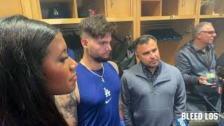 Dodgers Postgame Interview Andy Pages discusses his first career walk off hit against the Braves [upl. by Damha]