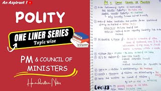 One Liners Topic wise  Indian Polity  PM amp Council of Ministers—Lec 13  An Aspirant [upl. by Cleavland]