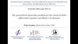 Seminar on Analysis Differential Equations and Mathematical Physics  Fritz Gesztesy [upl. by Adnhoj]